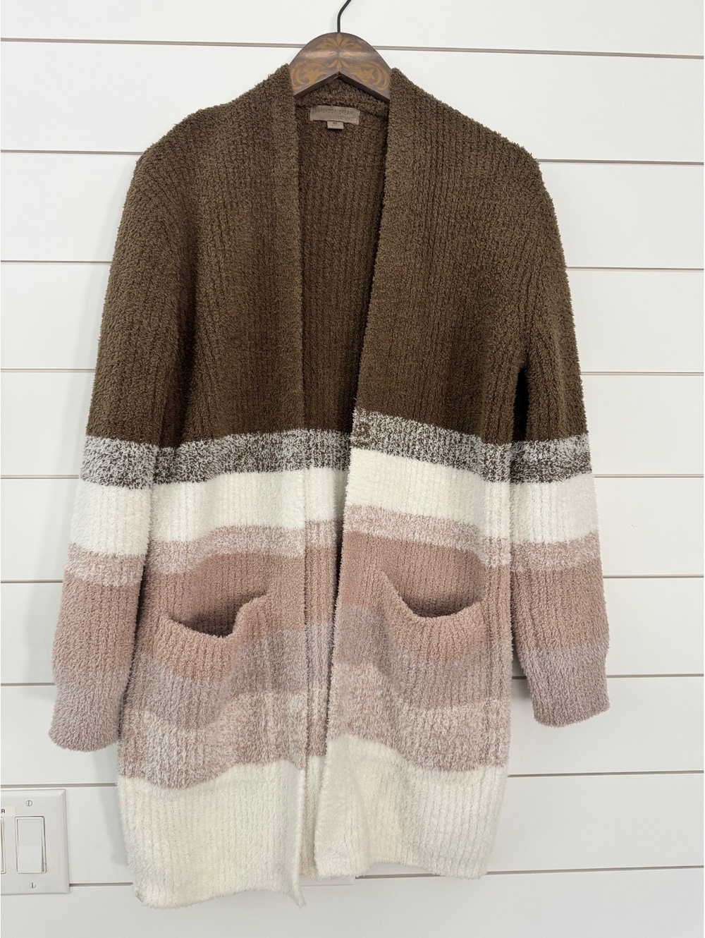 Barefoot Dreams CozyChic Striped Open Front Cardigan XS
